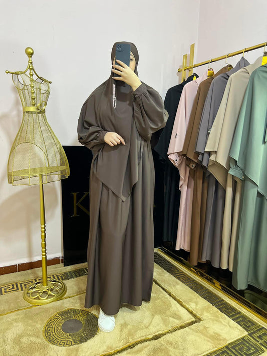 حجاب مع اسدال بني شكولاطي