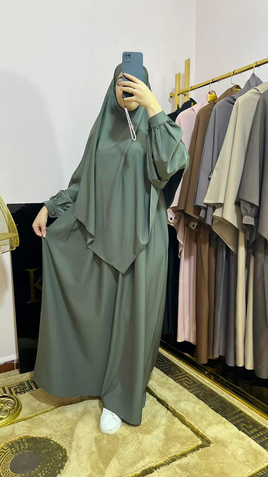 حجاب مع اسدال اخضر فاتح